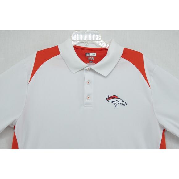 Denver Broncos Polo Shirt Men's Large NFL Team Apparel TX3 Cool Polyester White - Picture 2 of 8